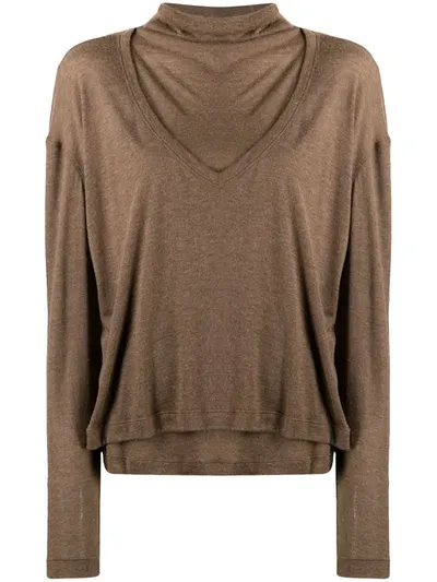 Alysi Layered T-shirt Jumper In Brown