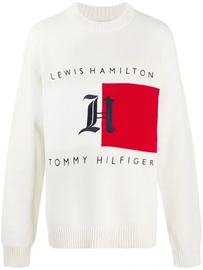 Tommy Hilfiger Lewis Hamilton Logo Jumper In Neutrals