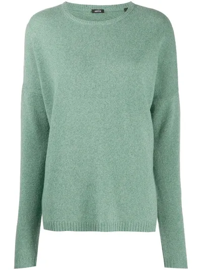 Aspesi Round Neck Wool Jumper In Green