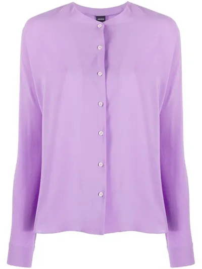 Aspesi Relaxed Silk Blouse In Purple