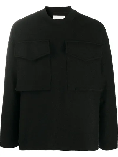 Jil Sander Flap Pocket Jumper In Black