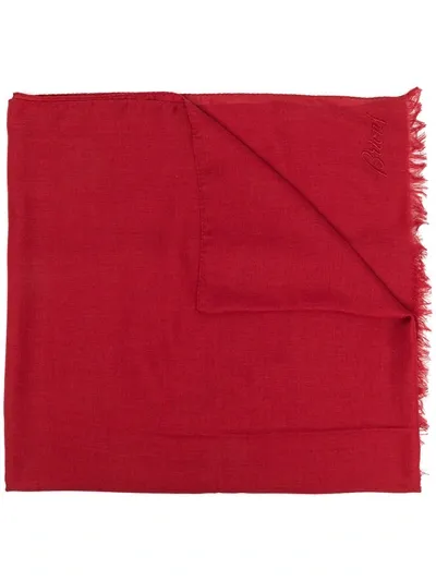 Brioni Raw Edge Knitted Scarf In Red