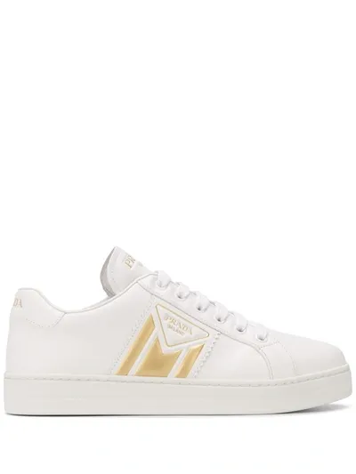 Prada Sneakers Mit Logo-patch In White