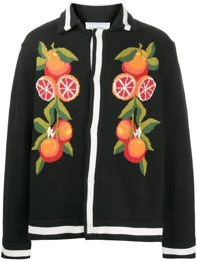 Casablanca Orange Knit Cardigan In Black