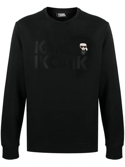 Karl Lagerfeld Ikonik Cotton Sweatshirt In Black