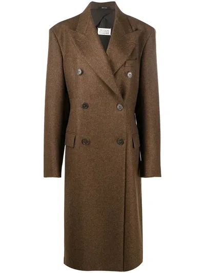 Maison Margiela Oversized Double-breasted Coat In Brown