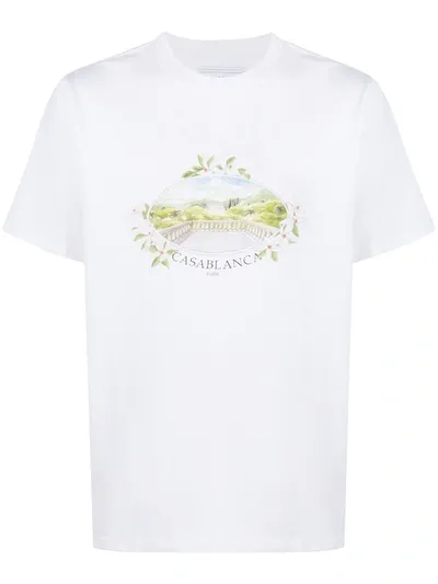 Casablanca Logo Print Short-sleeved T-shirt In White