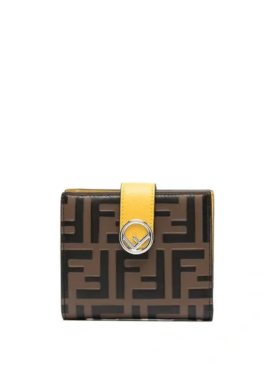 Fendi Ff Logo-print Wallet In Brown