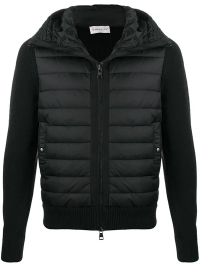 Moncler Padded Knitted Jacket In Black