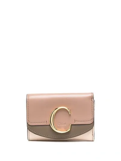 Chloé C Tri-fold Wallet In Pink