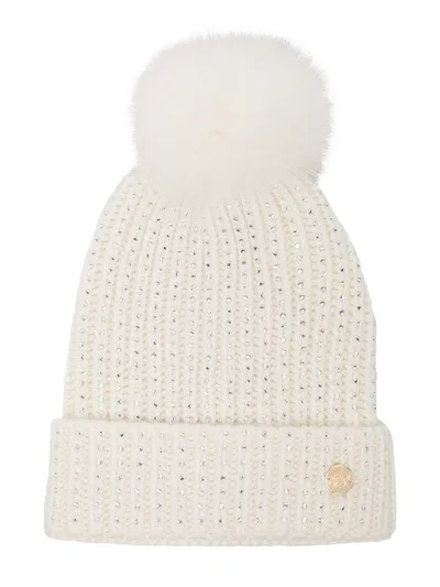 Miss Blumarine Kids' Crystal Embellished Beanie In White