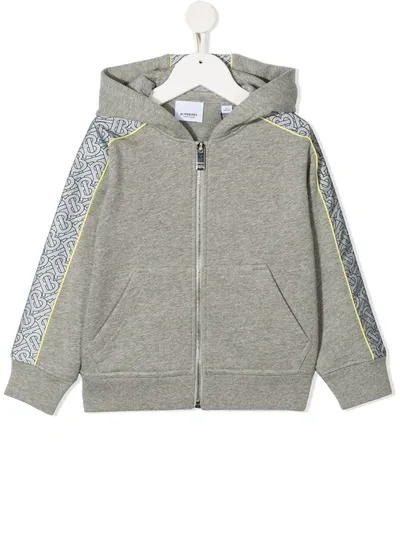 Burberry Kids' Logo-tape Zip-up Hoodie In Grey