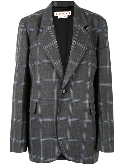 Marni Check Print Blazer In Grey