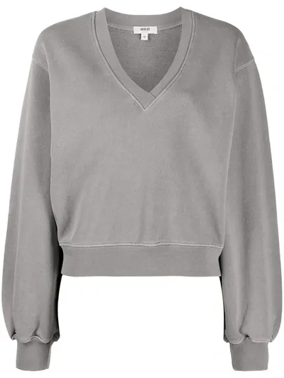 Agolde V-neck Cotton Jumper In Grey