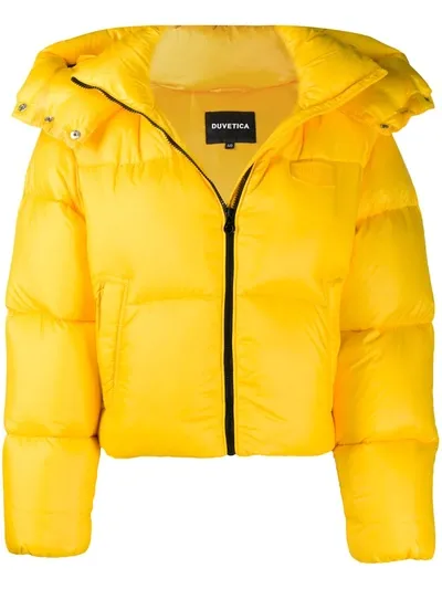 Duvetica Hooded Down Jacket In Yellow