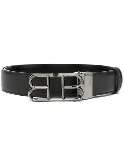 Bally Monogram Leather Belt In Black