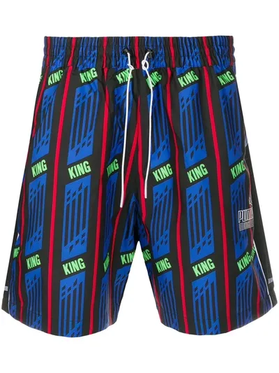 Puma King Print Track Shorts In Black