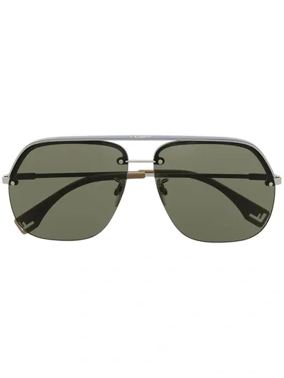 Fendi Half-frame Aviator Sunglasses In Metallic