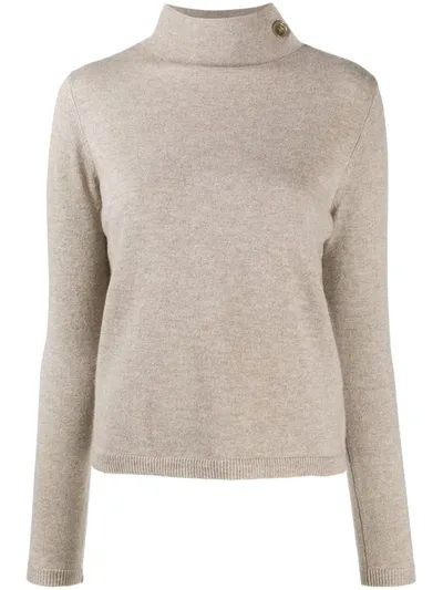 Allude High Neck Knitted Jumper In Neutrals