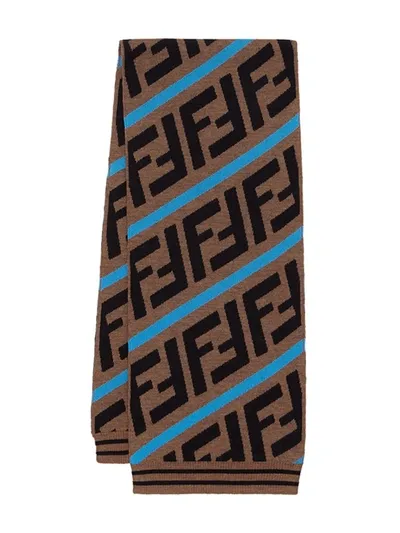 Fendi Kids' Ff Stripe Scarf In Brown