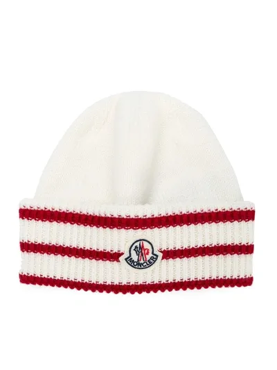 Moncler Babies' Logo Beanie In White