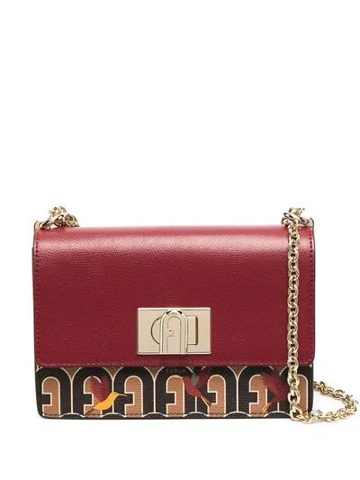 Furla 1927 Monogram Print Crossbody Bag In Red