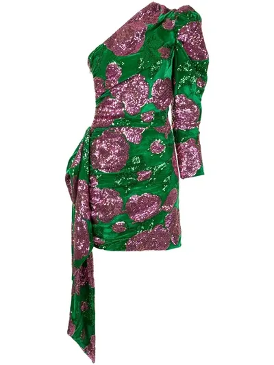 Giuseppe Di Morabito Sequinned Floral Print Asymmetric Dress In Green