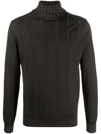 Lardini Ribbed Knit Roll Neck Jumper In Brown