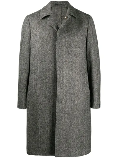 Lardini Single-breasted Wool Coat In Black