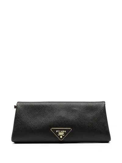 Prada Triangle-logo Clutch In Black