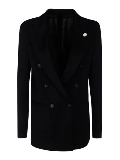 Lardini Double-breasted Blazer Jacket In Black