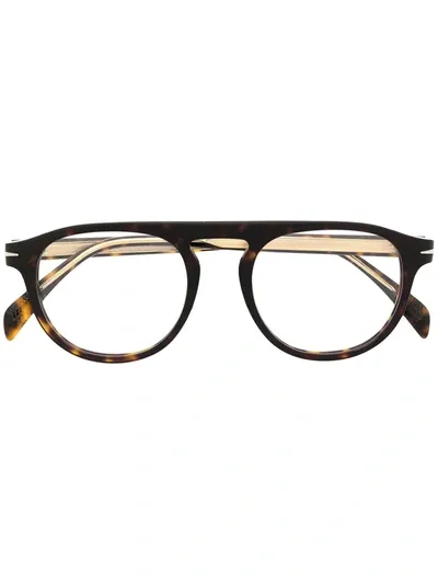 Eyewear By David Beckham Tortoiseshell Round Glass Frames In Brown