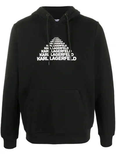 Karl Lagerfeld Logo-print Hooded Sweatshirt In Black