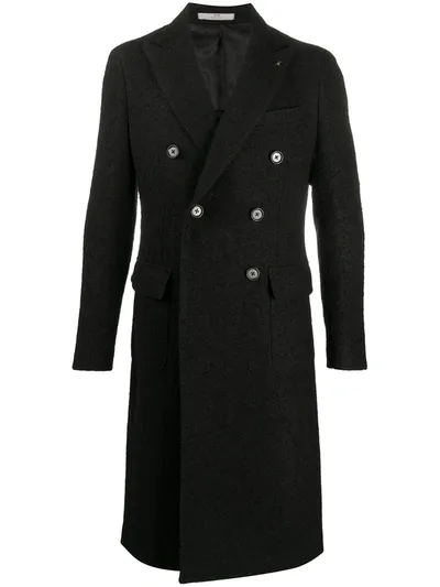 Corneliani Double Breasted Midi Coat In Black