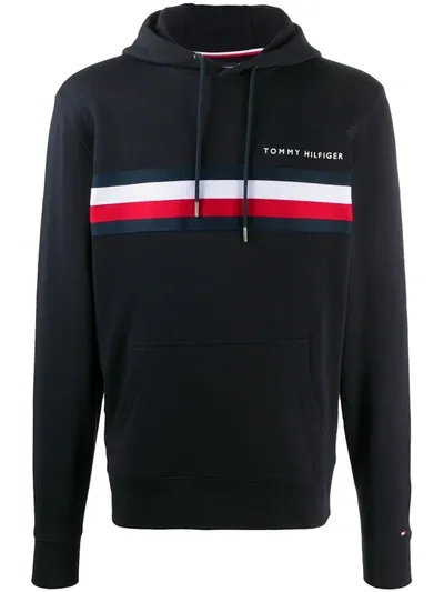 Tommy Hilfiger Logo Print Hoodie In Blue