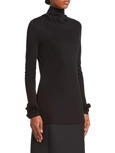 Prada Black Blouse With Ruffles