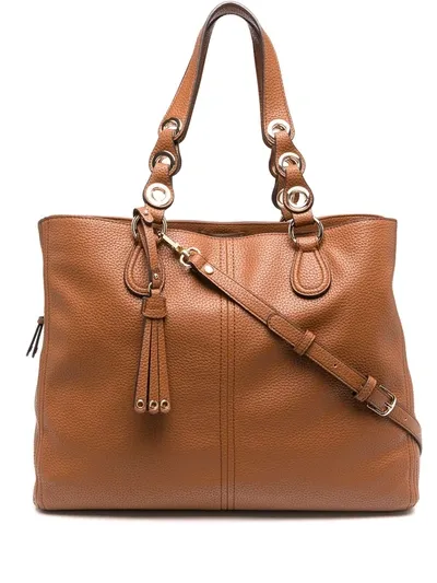 Liu •jo Eyelet-handle Tote Bag In Brown