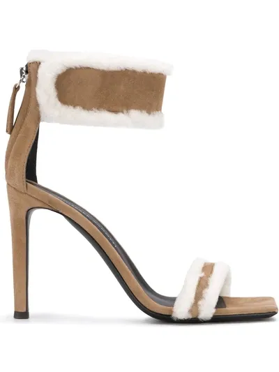 Giuseppe Zanotti Kanda Shearling-trimmed Suede Sandals In Dove