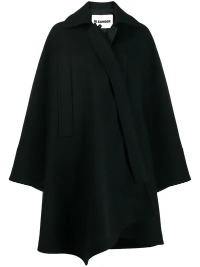 Jil Sander Kimono-style Wool Coat In Black