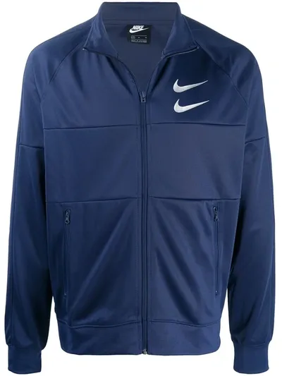 Nike Swoosh-logo Zip-up Sweatshirt In Blue