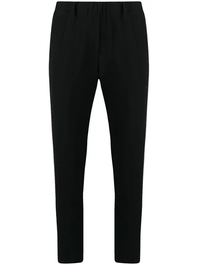 Blanca Vita Elasticated Cropped-leg Trousers In Black