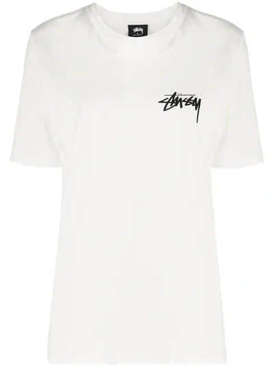 Stussy Logo Print Short-sleeved T-shirt In White