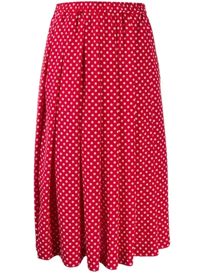 Comme Des Garçons Comme Des Garçons Polka Dot Pleated Skirt In Red