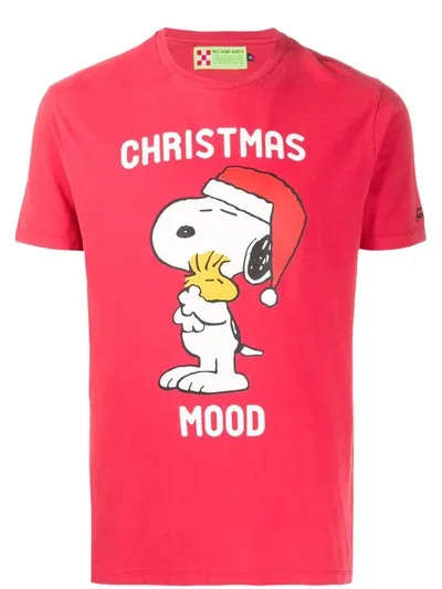 Mc2 Saint Barth Snoopy Christmas T-shirt In Red