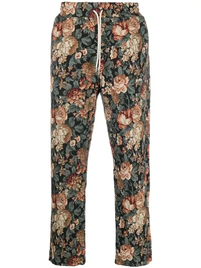 Drôle De Monsieur Floral-print Cropped Trousers In Black