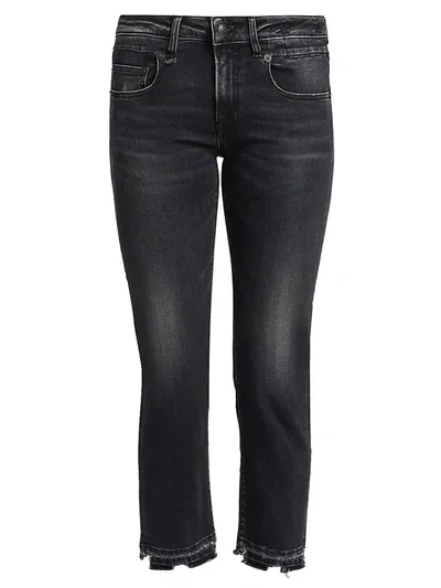 R13 Boyfriend Straight Cropped Jeans In Strum Black