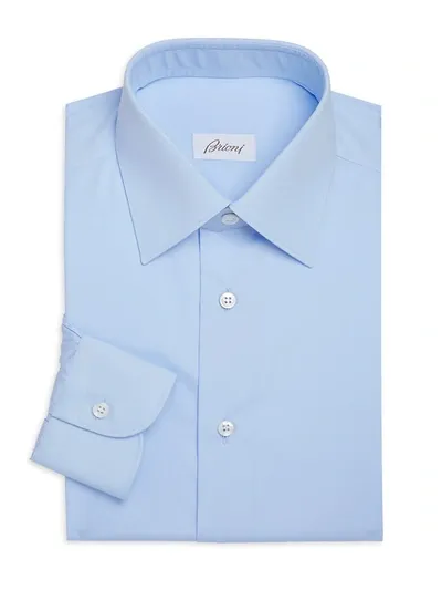 Brioni Light-blue Cotton-poplin Shirt In Light Blue