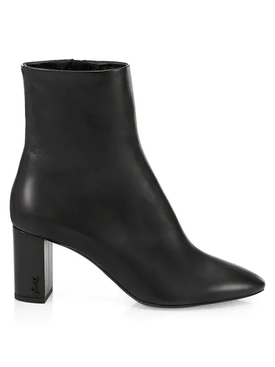 Saint Laurent Lou 95 Leather Ankle Boots In Nero