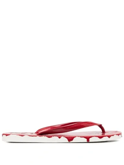 Marni Logo Flip Flops In Red