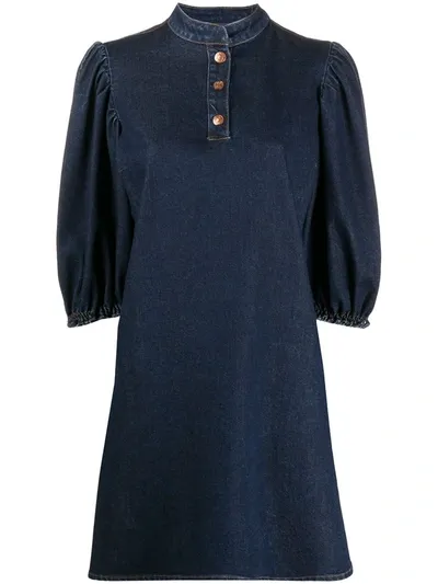 See By Chloé Balloon-sleeves Denim Dress In Blue